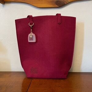 Bath and Body Works Burgundy felt polyester tote bag and PocketBac holder